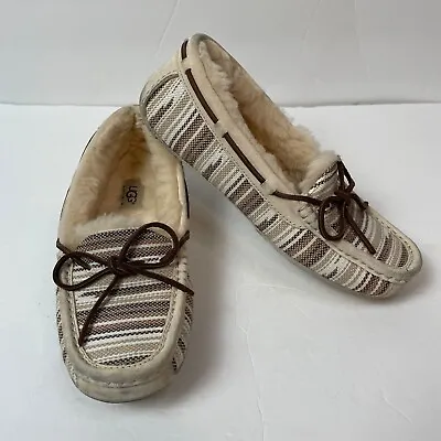 Ugg Symona Serape Slippers House Shoes Womens 8 Brown Neutrals Stripe Fur Lined • $34.99