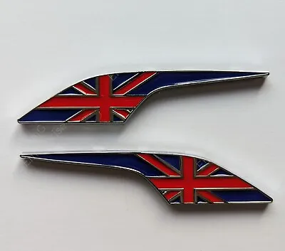 Chrome Red Blue Side Wing Union Jack Badges Emblem For Land Rover Discovery Car • £15
