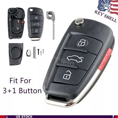 For Audi A2 A3 A4 A6 A6L A8 TT Q7 Flip Remote Car Key Fob Shell Case 3+1 Buttons • $10.79