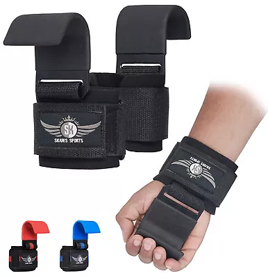 Weight Lifting Hooks By Skates Sports Wrist Straps Wrist Support Gym Training • £8.99