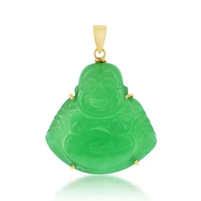 14K Yellow Gold Jade Buddha Pendant • £265.15