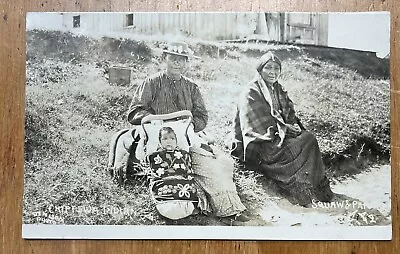 Chippewa Indian With Papoose Denisoix Photo RPPC ~1910 • £64.22