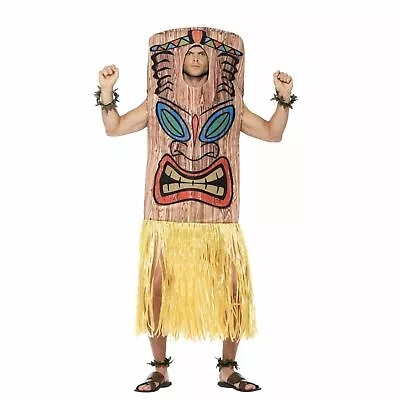 Mens Tiki Totem Chief Fancy Dress Costume Native Indian Hawaiian Beach Party • £40.59