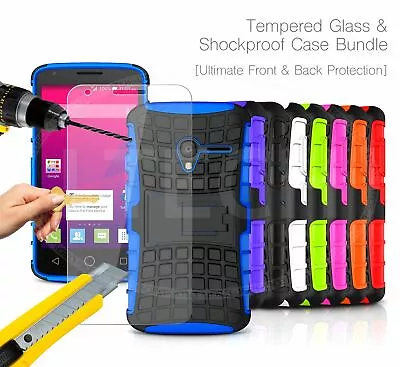 Shockproof Stand Case For Huawei Y7 Prime 2019 & Tempered Glass Screen Protector • £6.75