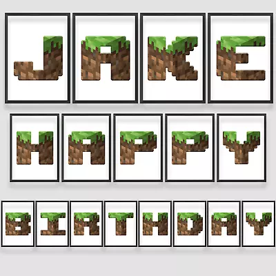 Minecraft Style Font Gaming Poster Alphabet Print Picture Gift Home Kids • £2.20