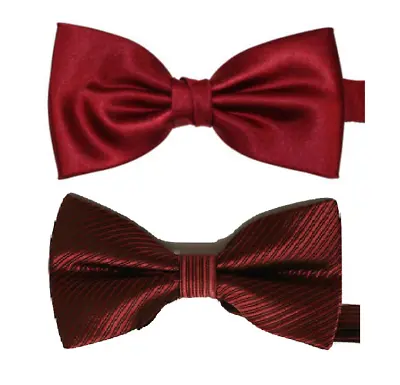 Men's Burgundy Wine Maroon Red Bow Tie Adjustable Pre Tied Fancy Dress • £3.99