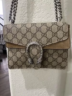 GUCCI GG  Monogram Small Dionysus Shoulder Bag - Taupe • $266