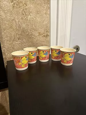 Five Vintage 1980’s Pac-Man Paper Cups  Pac-Man Memoribilia • $20