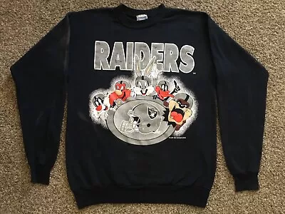 Vintage Oakland Raiders Warner Bros Crewneck Sweater Youth XL • $38
