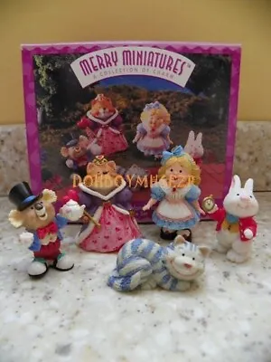 Hallmark Merry Miniatures 1996 Alice In Wonderland White Rabbit Cat Queen Set • $13.19