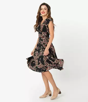 Voodoo Vixen Peacock Feather Print Swing Dress US Size 12/14 NWT • $42