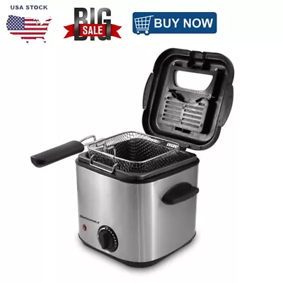 1.5 Qt Deep Fryer Fry Fish And Chips Kitchen Countertop Cooker Stainless Steel • $57.73