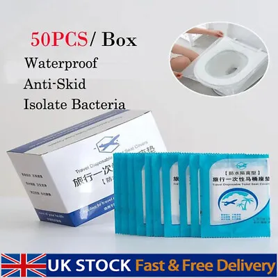 £7.69 • Buy 50pcs Disposable Toilet Seat Covers Papers Travel Biodegradable Useful  UK