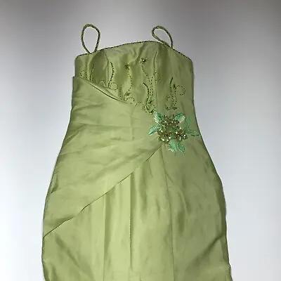 Semi-Formal Prom Dress Womens Size S Green Beaded Bridesmaid Mermaid Long Sheath • £48.25