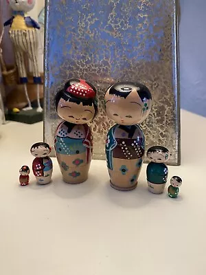 Vintage Japanese Wooden Nesting Kokeshi Dolls • $19.99