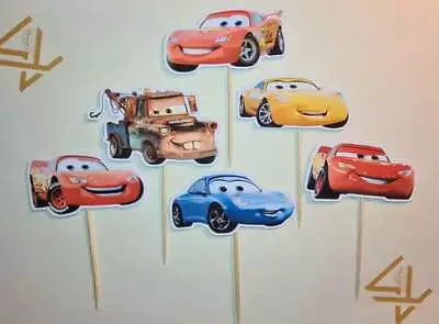 Disney Cars Lightning Mcqueen Cupcake Toppers Handmade • £3.89