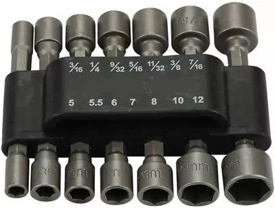 14-pc. POWER NUT DRIVER SET SAE & Metric Power Drill Screw Drivers NEW • $8.95