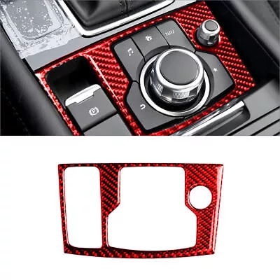 For Mazda 3 Axela 2017-18 Red Carbon Fiber Interior Multimedia Button Cover Trim • $11.48