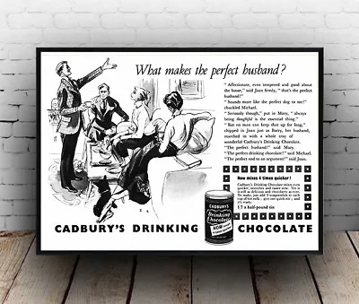 Cadburys Drinking Chocolate Vintage Advertising Reproduction Poster Wall Art. • £8.79