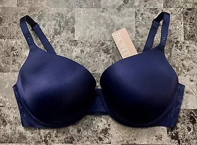 Nwt Victoria's Secret Biofit 36dd Navy Blue Rhinestone Rare Demi Uplift Bra • $69.59