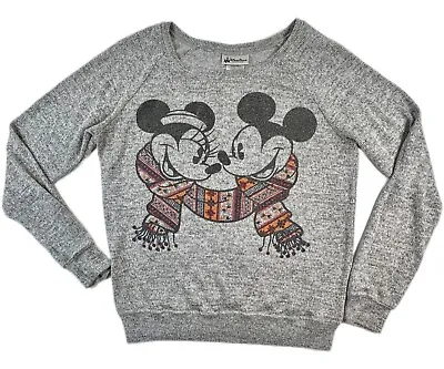 Vintage Disney Parks Authentic Original Mickey Minnie Sweater Womens Size S Gray • $24.95