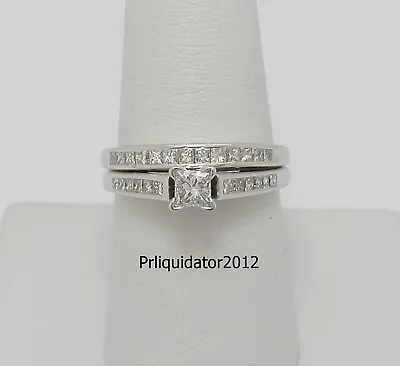 1CT Diamond Solitaire Engagement Wedding Ring Bridal Set Band 14K White Gold  • $649.99