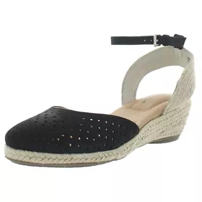 Me Too Womens Norina 8 Black Nubuck Wedge Sandals Shoes 8 Wide (CDW) BHFO 9226 • $13.99