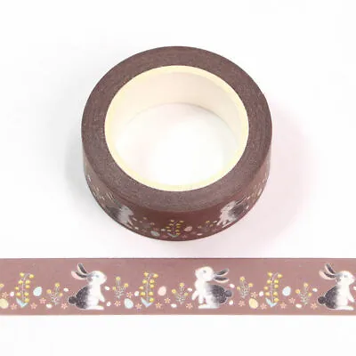 Cute Rabbits Easter Bunny Decorative Washi Tape 15mm X 10 Meters Crafts • £3.74