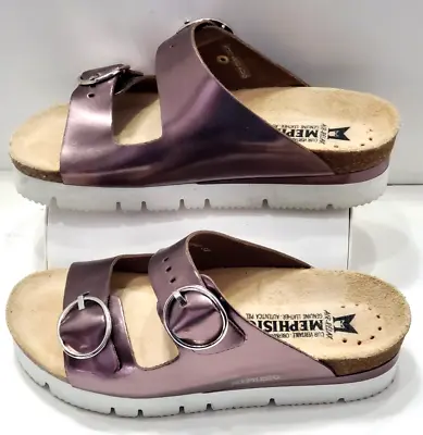 Mephisto Vandy METALLIC ROSE GOLD Leather SLIDE Sandal Women's Size 8-8.5 NEW • $99.99