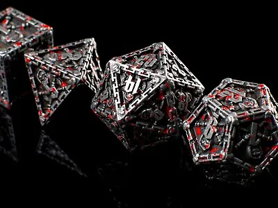 Aftermath Dice - Metal Dice Set Of 7 DnD Dice - Bloody Battle Dice For Dungeons • $24.95