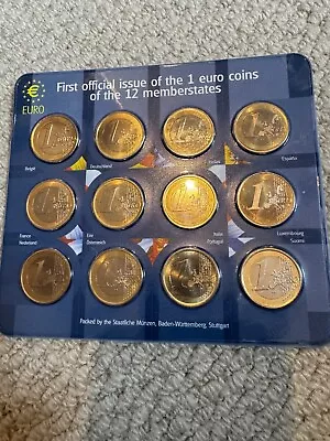 First Official Issue Of The 1 Euro Coins Of The 12 Memberstates • £10