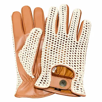 PSS Real Cow Hide Leather Full Finger Driving Gloves 506 Net For Breathability • £12.99