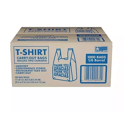  Thank You  Standard-Duty Plastic T-Shirt Bag 1000/Case T-Shirt Carry-Out Bag • $39.99