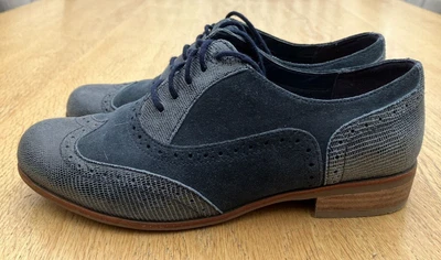 £23.99 • Buy Clarks Software Hamble Oak Blue Leather / Suede Lace Up Brogue Shoes Size 3.5