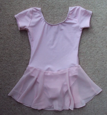 £9.99 • Buy Ballet Skirted Leotard Dress Age 7-8 Pink Voile Skirt Short Sleeve Roch Valley