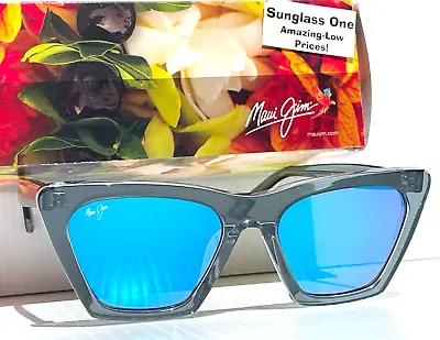 NEW Maui Jim KINI KINI Steel Blue POLARIZED Crystal Blue GLASS Sunglass B849-27E • $158.88