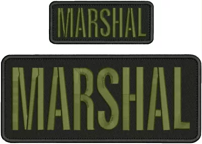 Marshal Embroidery Patch 4x10 And 2x5 Hook On Back Black/od Green • $16.75