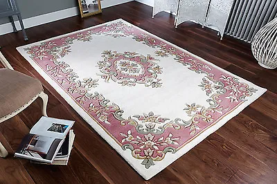 £80.25 • Buy Chinese Pastel Col. CREAM ROSE PINK Oriental Aubusson Hand Tufted 100% Wool Rugs
