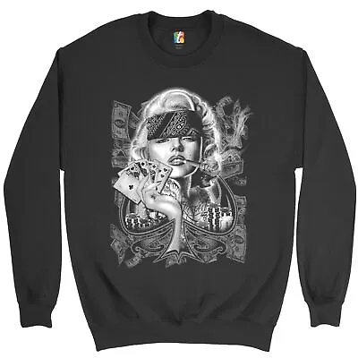 Marilyn Monroe Playing Poker Smoking A Joint Sweatshirt 420 Marijuana Crewneck • $28.58