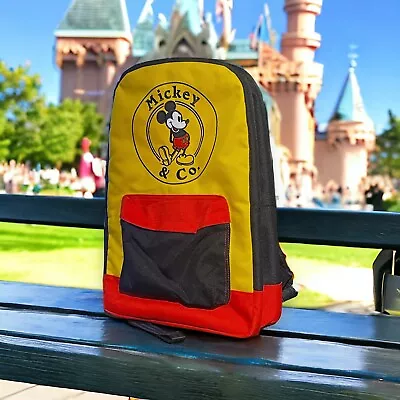 Disney Mickey Mouse 18  Mickey & Co. Canvas Backpack Colorblock Red Yellow • $34.62