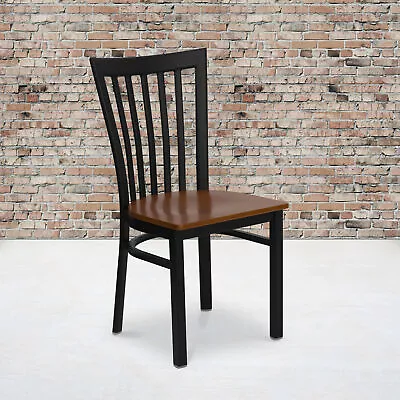 2 Pk. HERCULES Series Black School House Back Metal Restaurant Chair - Mahoga... • $190