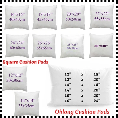 £8.29 • Buy Hollowfiber Cushion Pads Insert Fillers Inner Throw Square/Rectangle Cushion Pad