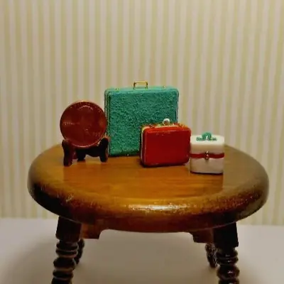 Miniature Dollhouse 3 Pc Luggage 1:24 /Christmas W/ Misc. Tape Trim • $7.99