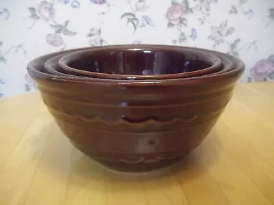 Vintage Set Of 3 Marcrest Daisy Dot Ovenproof Stoneware Mixing Bowls  6  7  8  • $29.95