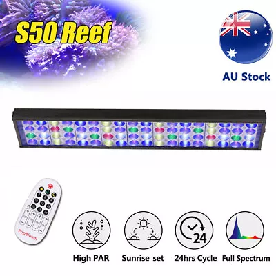 PopBloom Timer Control LED Aquarium Light Full Spectrum For 60cm Reef Coral Tank • $129