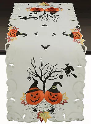 Creative Linens Fall Halloween Placemats Table Cloth Runner Mantel Scarf Ivory • $17.99