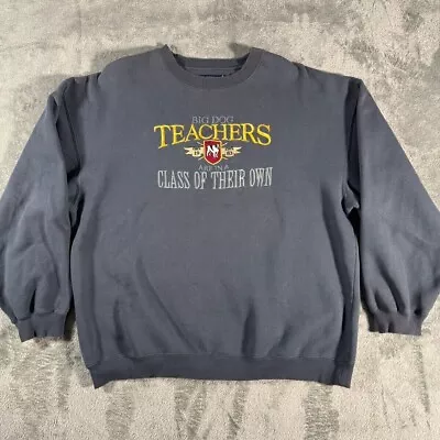 Y2K Vintage Gray Big Dogs Teacher Crewneck Sweatshirt Size Small • $35