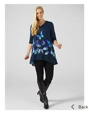 £19.99 • Buy QVC Butler & Wilson Butterfly Print V Neck Top Small Blue RRP £ 53