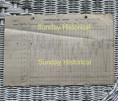 1899 Medical Chart For Patient With Typhoid Fever Dr Charles Brigg Norfolk Area • $25