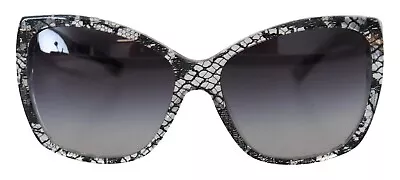 DOLCE & GABBANA Sunglasses DG4111M Black Lace White Acetate Frame Shades 450usd • $425.39
